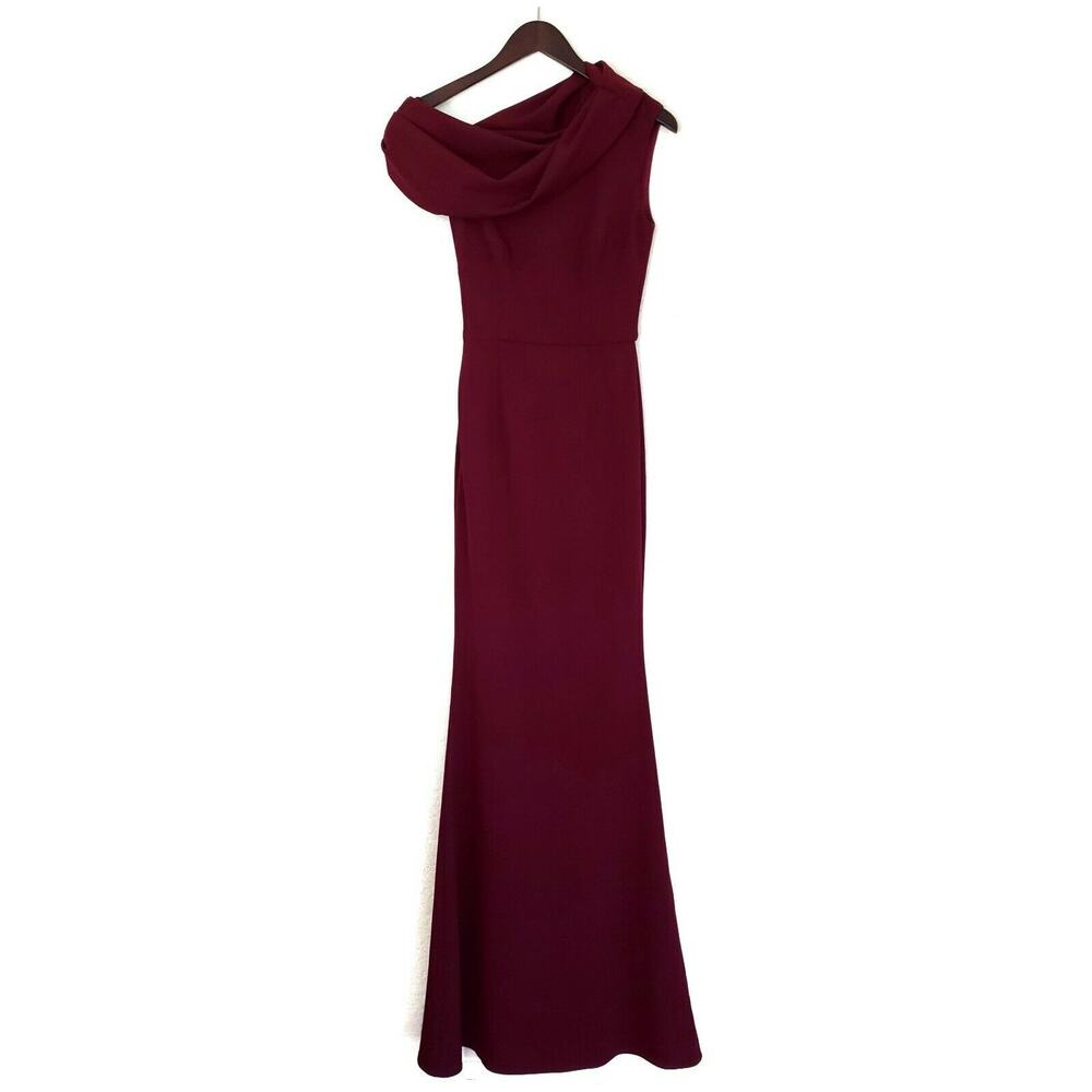 KATIE MAY Layla asymmetrical one shoulder gown bridesmaid dress cherry red 0 NEW